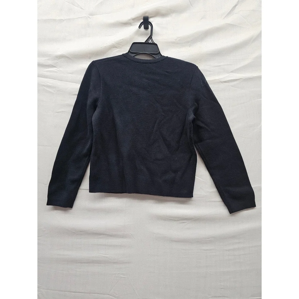 Nine West Womens Open Front Cardigan Black Cotton Blend Casual Size XS